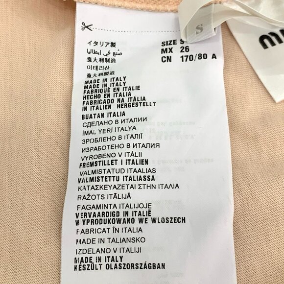 Miu Miu Orange Pink Beaded Applique Cotton Round Neck Short Sleeve T-Shirt Size - Picture 3 of 8